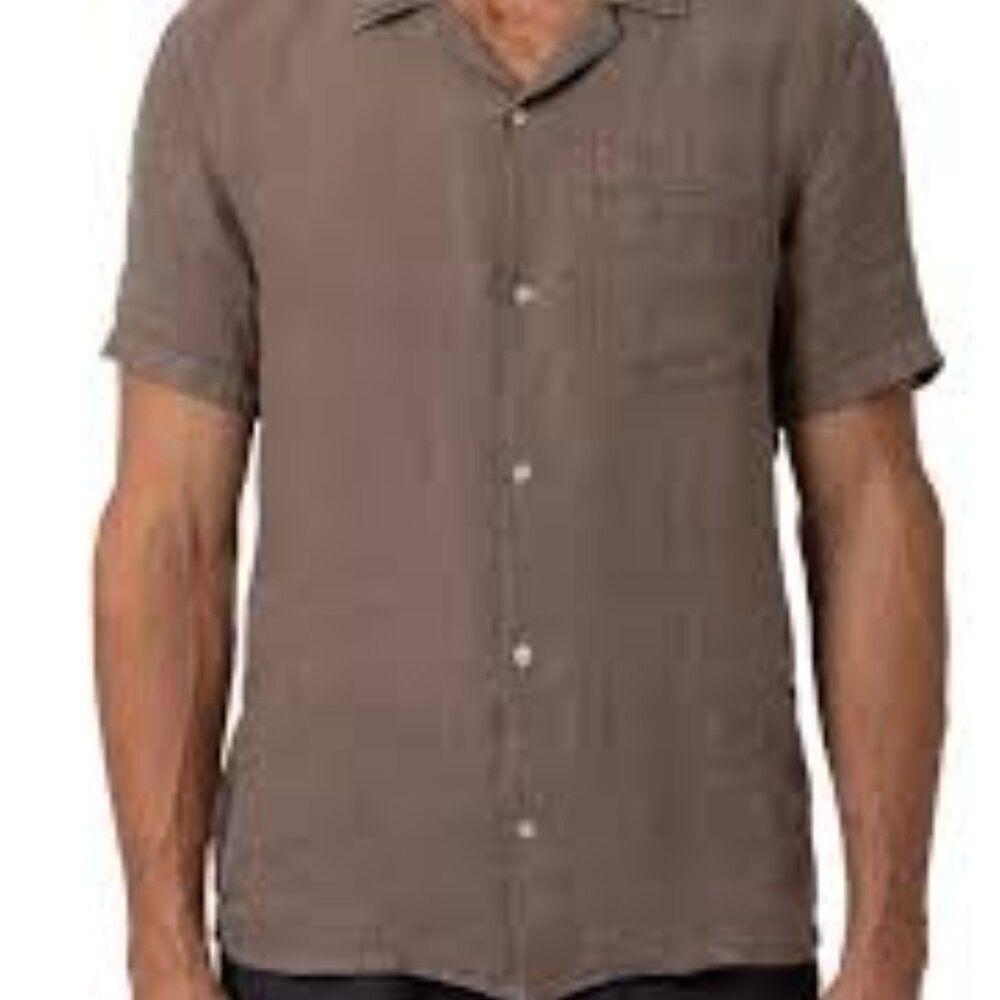 Men’s National Standard Small 100% Linen Button down Shirt Brown
